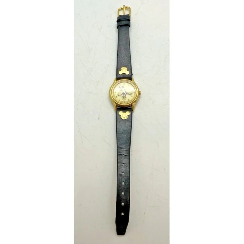 Vtg Lorus Disney World Minnie Mouse Quartz Watch V515-6080 Rotating Hands Black